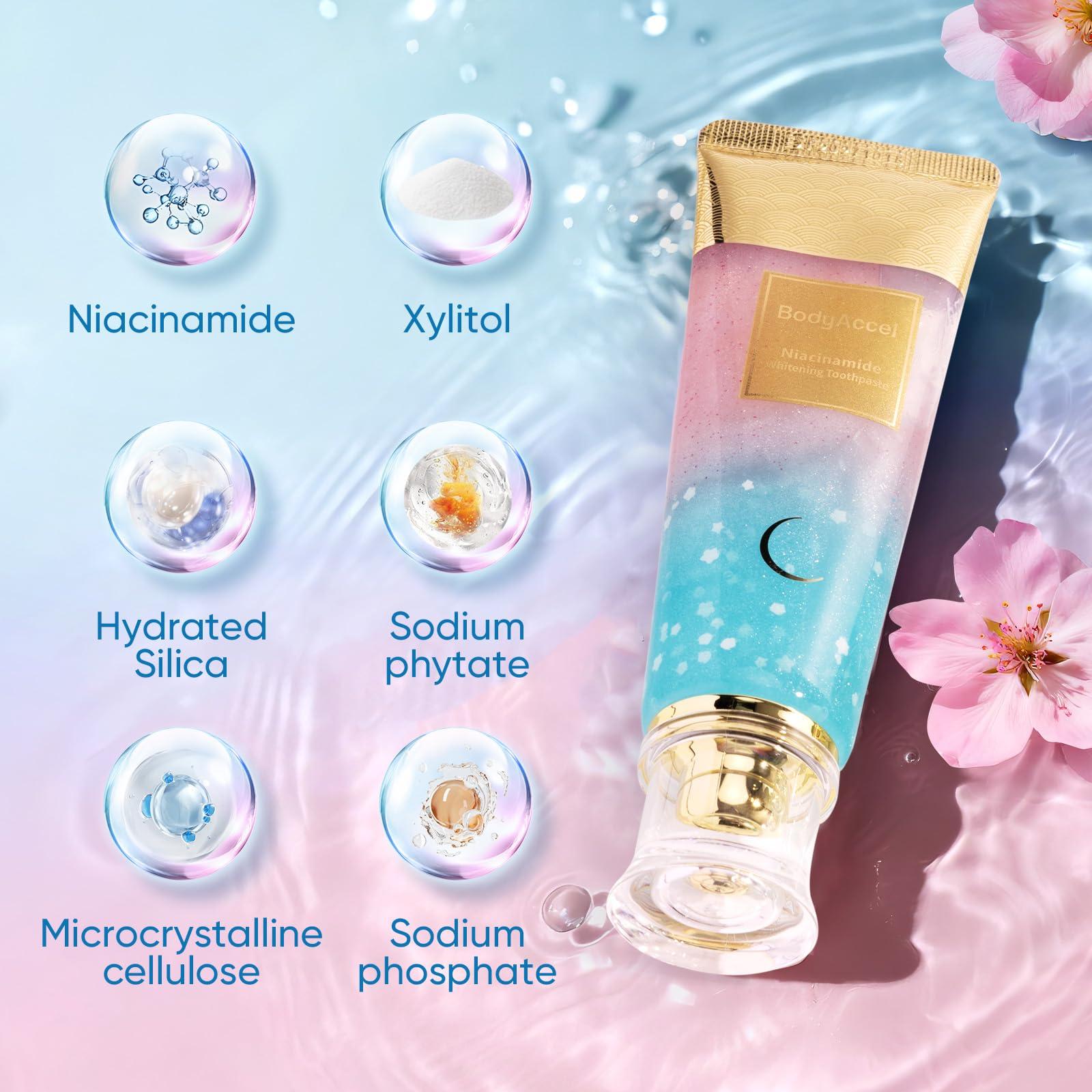 BodyAccel BodyAccel Niacinamide Whitening Toothpaste, BodyAccel Toothpaste, Niacinamide Intensive Whitening Toothpaste, Niacinamide Toothpaste, Stain Removal Toothpaste Natural, Fresh Breath (1)