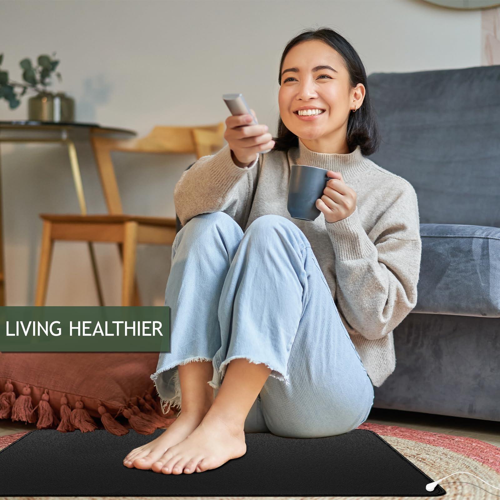 NIULAFR Grounding Mat,35.4x23.6 inches,Reconnect to The Earth EMF Recovery,for Foot Therapy, Universal Grounding Sleep Mat, Grounding Yoga Mat,Improve Energy,Sleep Assist and Helps with Anxiety Black