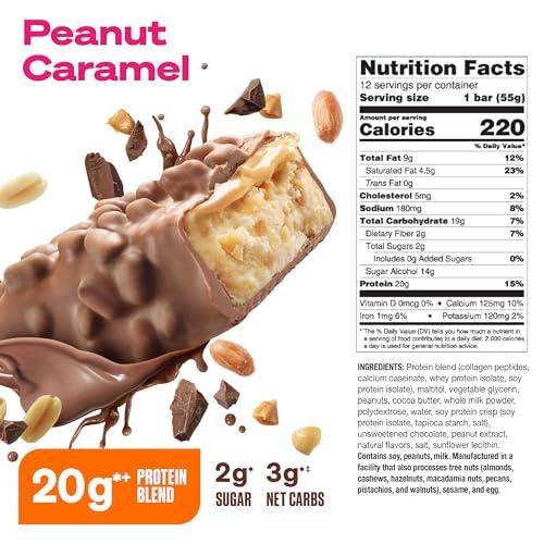 LOVE GOOD FATS Love Good Fats High Protein Bars - Peanut Caramel Protein Bar - 12 Pack