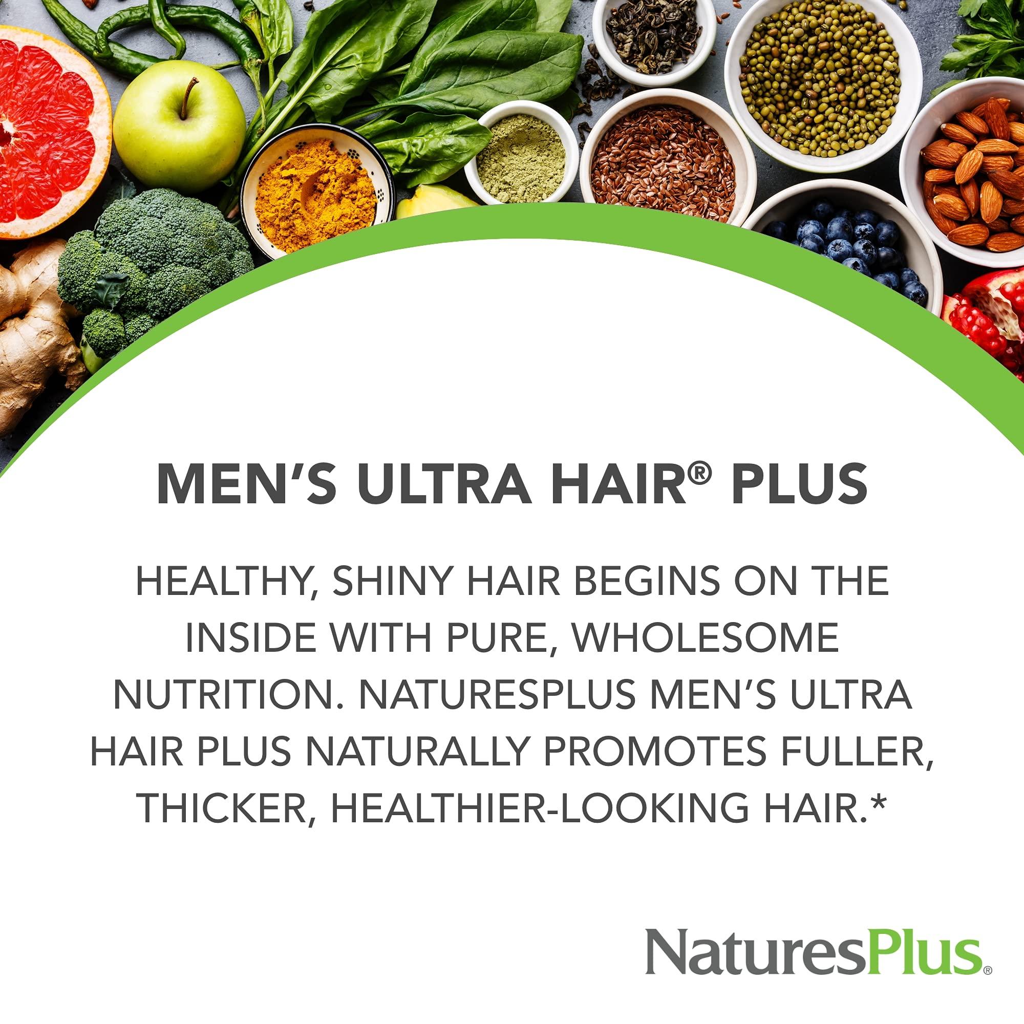 Nature's Plus NaturesPlus Men's Ultra Hair Plus, Sustained Release - 60 Tablets - All-Natural Hair Growth Supplement for Men - Promotes Fuller, Healthier Hair - Gluten-Free - 30 Servings