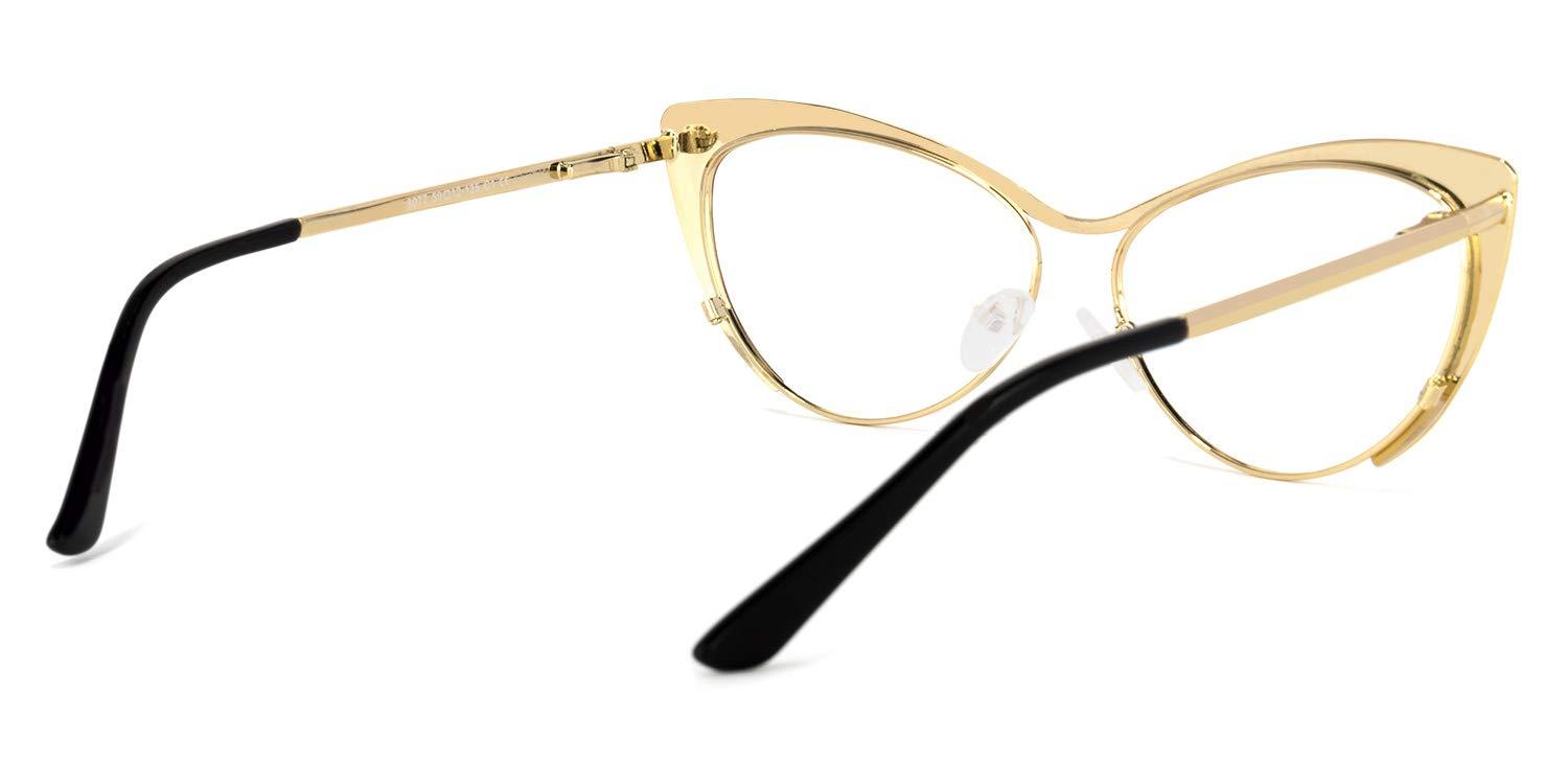 Zeelool Zeelool Oversized Cat Eye Blue Light Blocking Glasses for Women Metal Eyewear Ellen VFM0176-03 Red