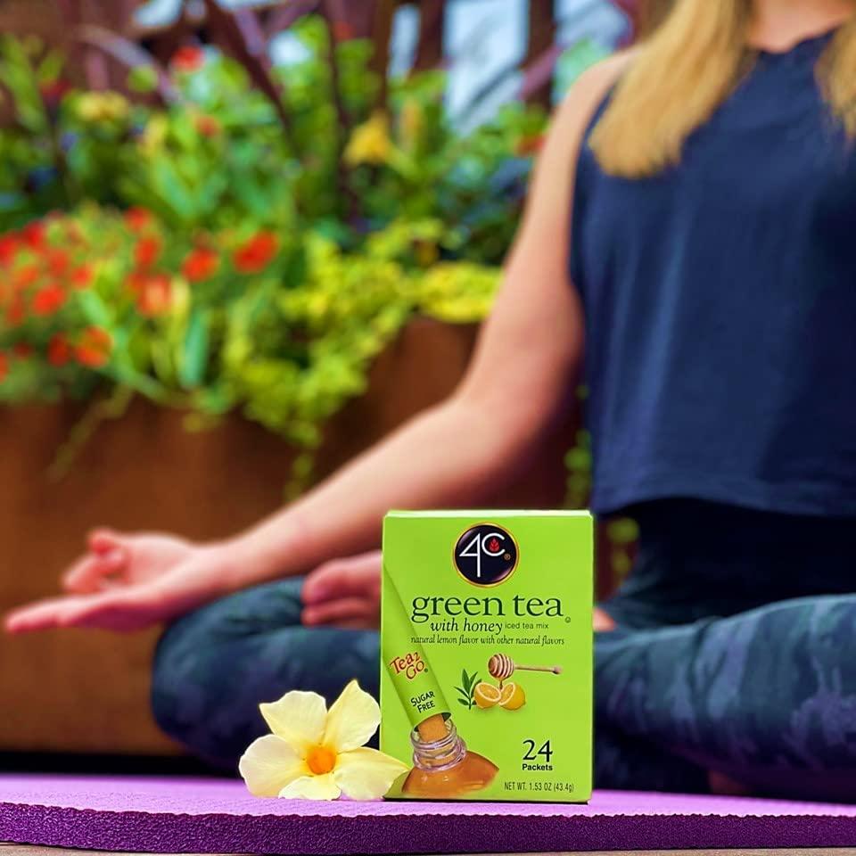 4C 4C Powder Drink Mix Packets, Green Tea 1 Pack, 24 Count, Singles Stix On the Go, Refreshing Sugar Free Water Flavorings