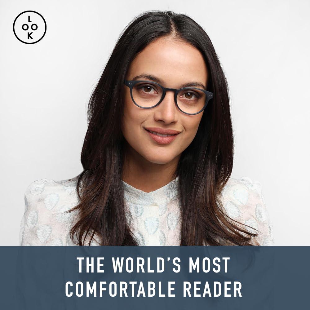LOOK OPTIC LOOK OPTIC Abbey Reader - Stylish Unisex Ultra-lightweight Reading Glasses with Scratch-Resistant, Prescription-Quality (Full Magnification - Not Progressives) 3.00, Navy