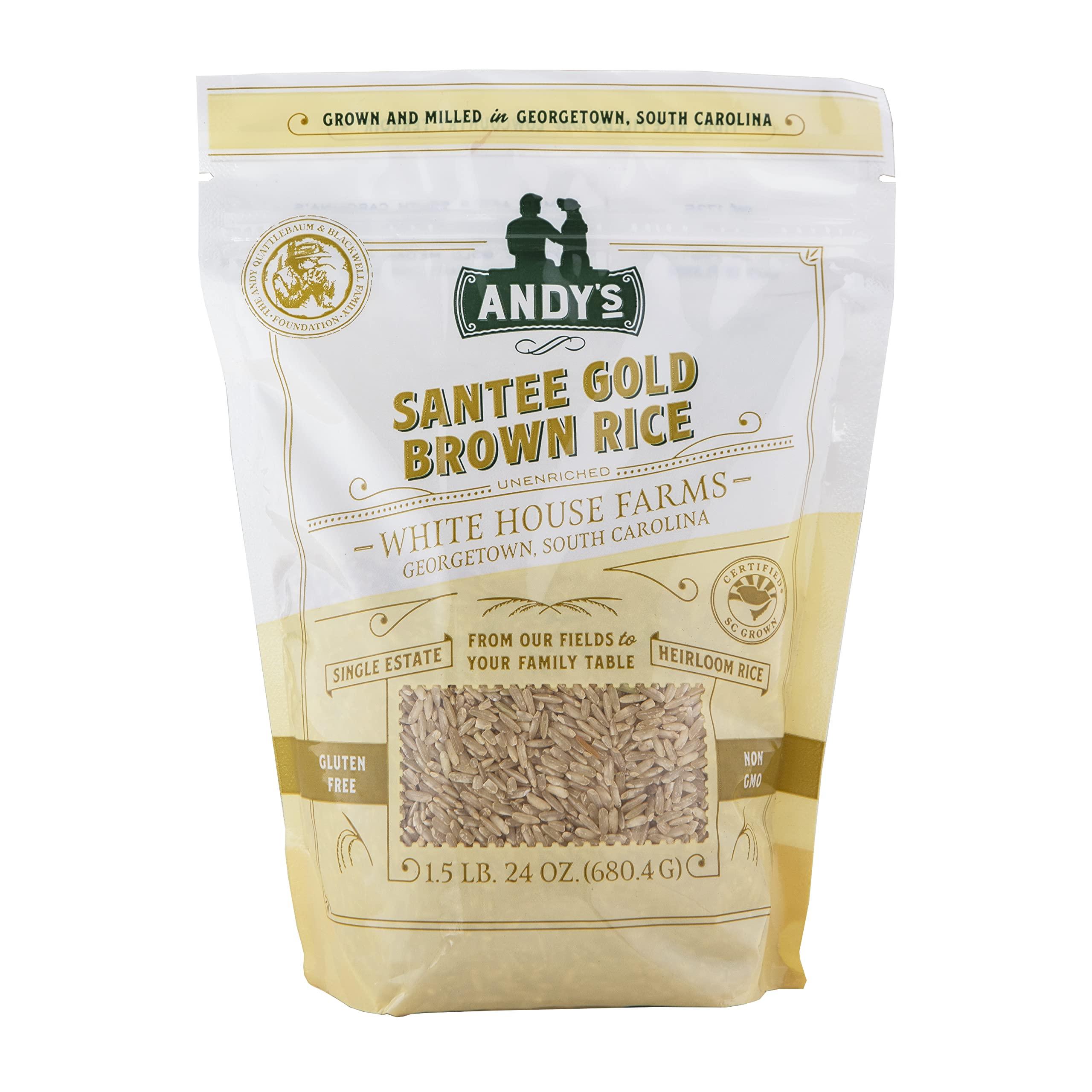 Andy's Andy’s Santee Gold Rice by White House Farms| Long Grain Brown Rice | Gluten Free & Non GMO | Sugar Free, Delicious Non-Aromatic | Harvested in The USA | 1 Pack | 24 Oz (1.5lb)