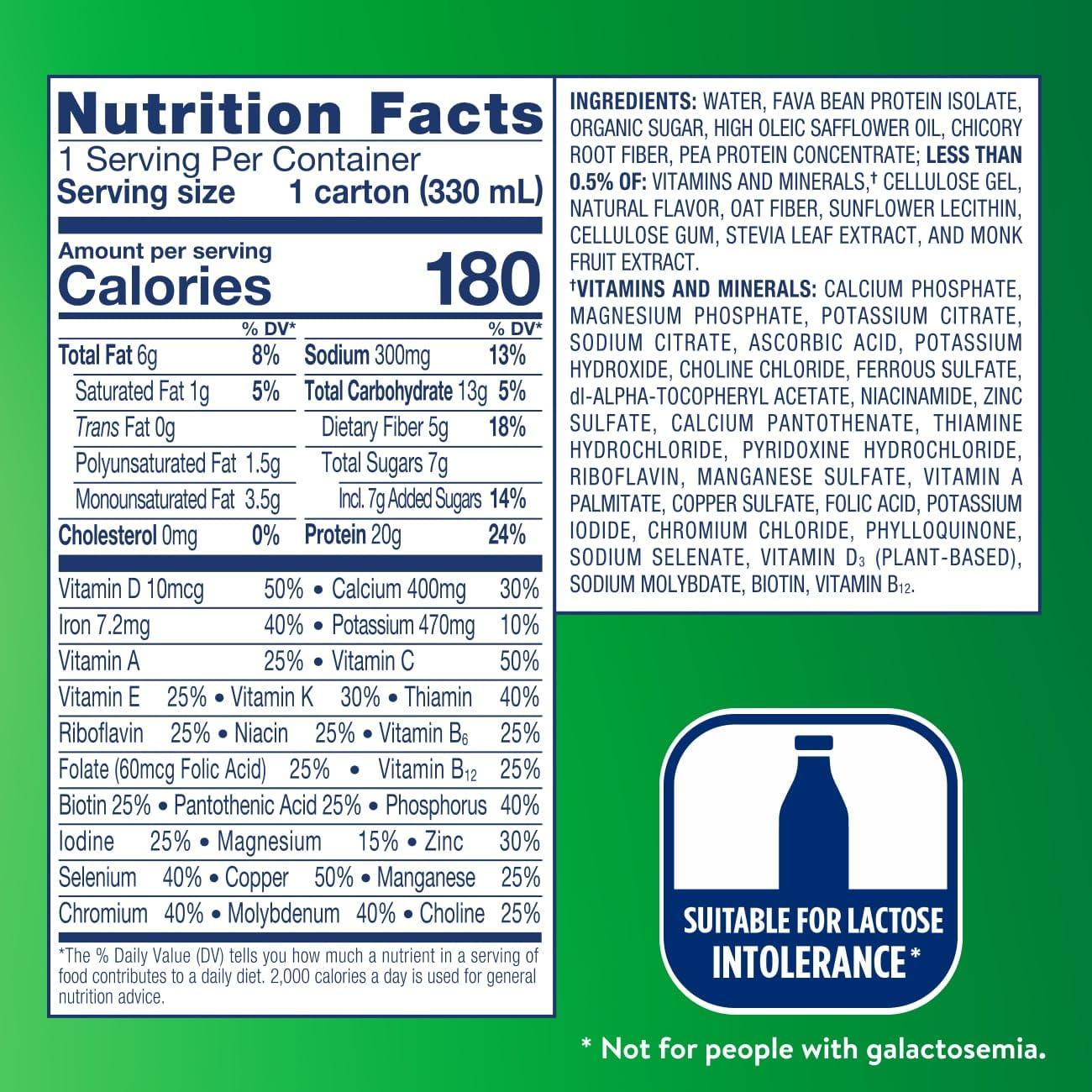 Ensure Ensure 100% Plant-Based Vegan Protein Nutrition Shakes with 20g Fava Bean and Pea Protein, Vanilla, 11 fl oz,(Pack of 12)