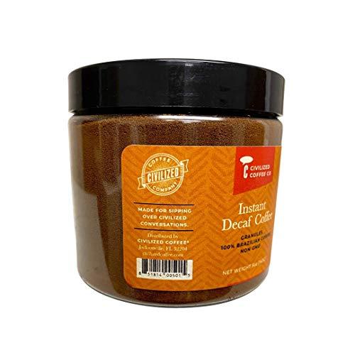 CIVILIZED COFFEE Civilized Coffee Instant Coffee Decaf Granules, Medium Dark Roast Gourmet Coffee Non-GMO Jar (5 oz)
