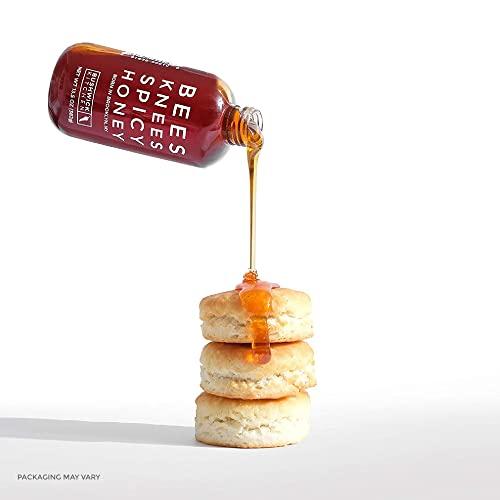Bushwick Kitchen Bees Knees Spicy Honey Sauce + Sticks Set, Wildflower Honey Mixed with Habanero Peppers, 12.5 Ounce Bottle + 50 Sticks