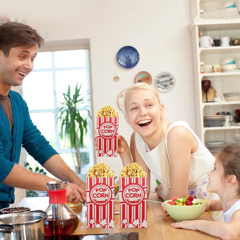 ZAYNUM 300 Pieces 1 OZ Popcorn Bags Classic Red & White Stripes Paper Popcorn Bags for Individual Servings Bulk Popcorn Bag for Carnival Themed Party, Movie Night, Birthday, Decorations (300)