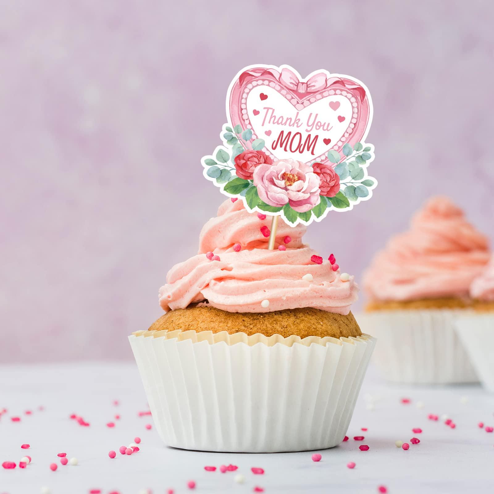 M1NTP1US + 144PCS Happy Mothers Day Cupcake Toppers Decorations Mom Day Thank You Appetizers Toothpicks Sticks Food Picks Party Supplies
