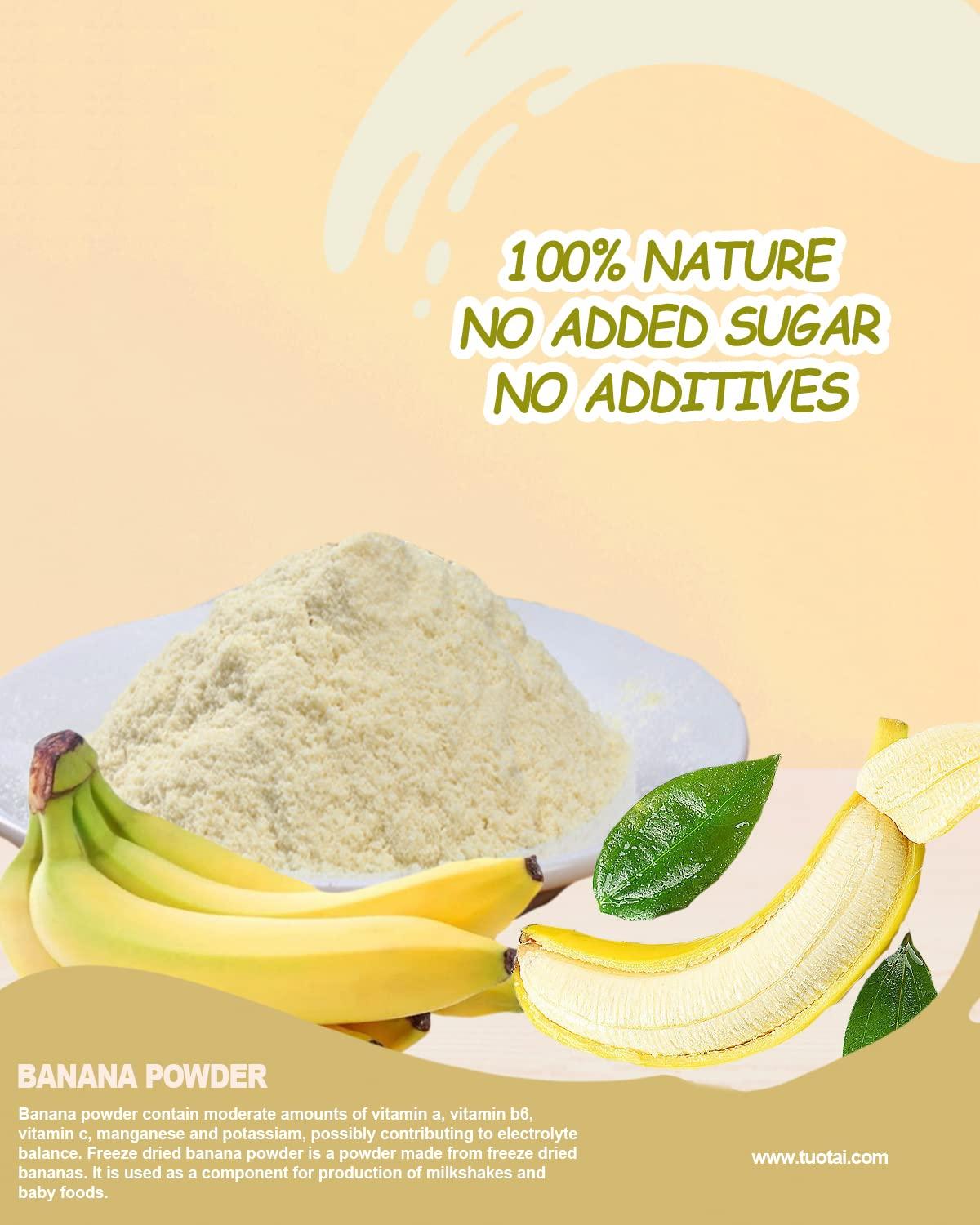 TUOTAI Nature Banana Fruit Powder,Freeze Dried Banana Powder, 4 Ounces, Banana Powder for Cake, Drinks and Baking Food