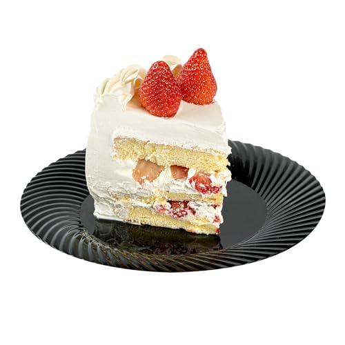 Restaurantware Restaurantware Moderna 7 Inch Premium Disposable Plates 40 Round Plastic Plates For Parties - Wave Pattern Heavy-duty Black Plastic Dinner Plates For Warm And Cold Foods Ideal For Cafes