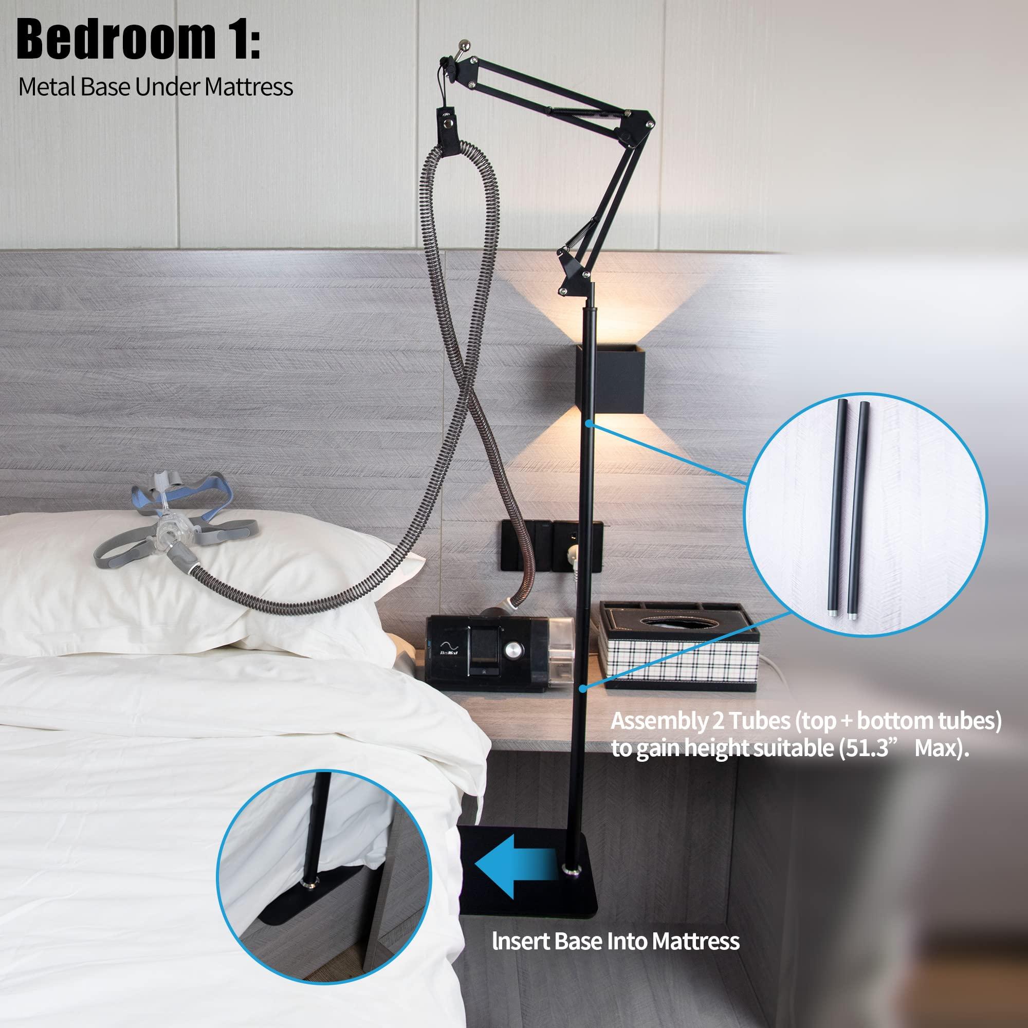 JAKIA CPAP Hose Tube Holder Lifter Clamp Clip Hook Support Bedside Storage Kit_Metal Structure Strong_5.6 ft Max High_Angle Height Adjustable_Prevent Hose Loose Tangle Air Leakage During Sleep