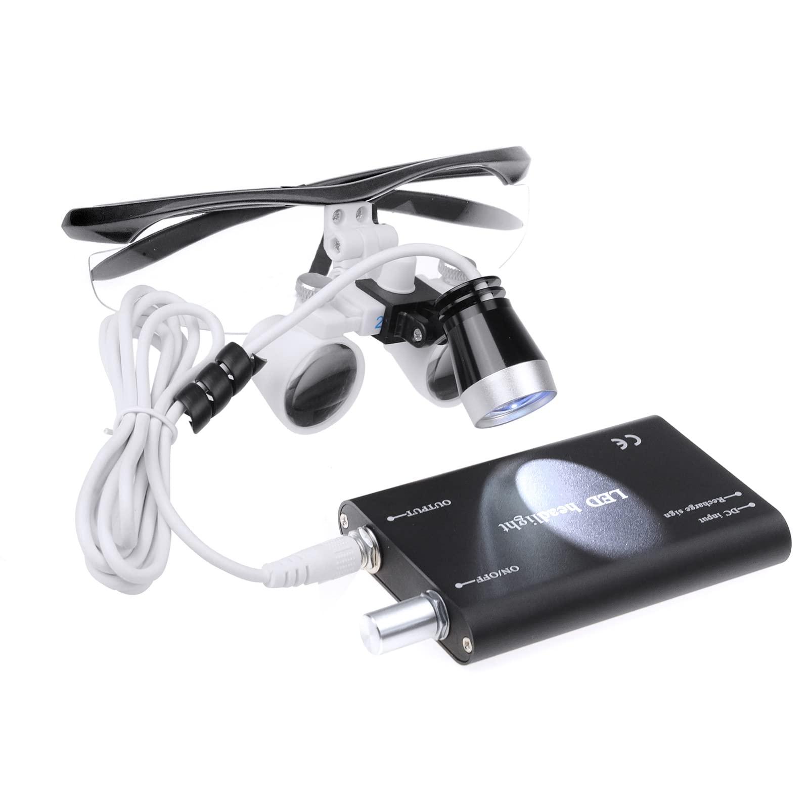 NSKI 2.5X420mm Bonicular Loupes Magnifier with 3W Operation Head Lamp Aluminum Box (Black)
