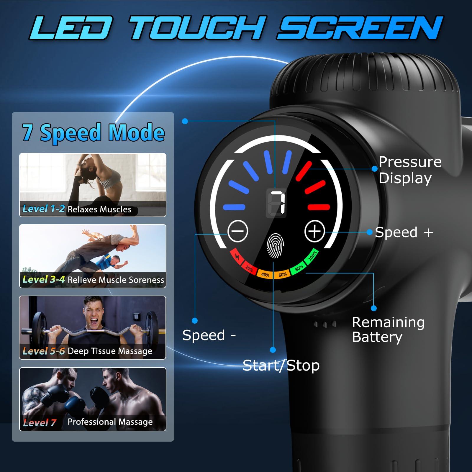 TOLOCO TOLOCO Massage Gun, Massage Gun Deep Tissue, Percussion Massage Gun with 10 Replacement Heads, Super Quiet Portable Electric Massager for Athletes, Relax, Black