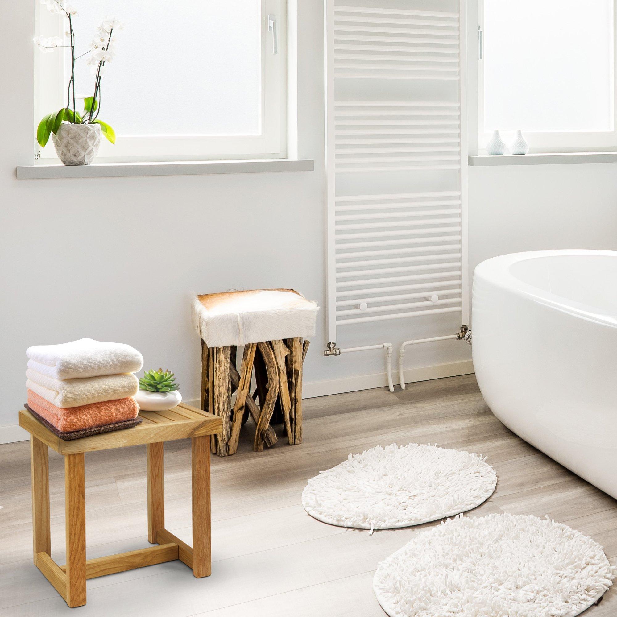 American Trails American Trails 18" Solid White Shower Bench, Natural Oak