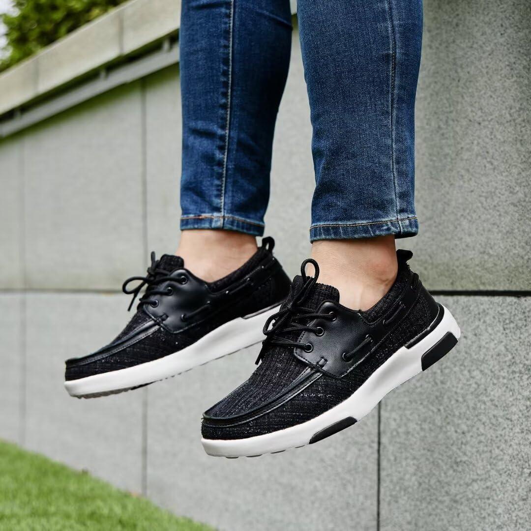 OrthoComfoot Men\'s Orthopedic Slip-On Loafers Walking Shoes: Cute Plantar Fasciitis Shoes for Foot and Heel Pain Relief, Stability Supportive Genuine Leather Shoes for High Arch Black Size 13.5