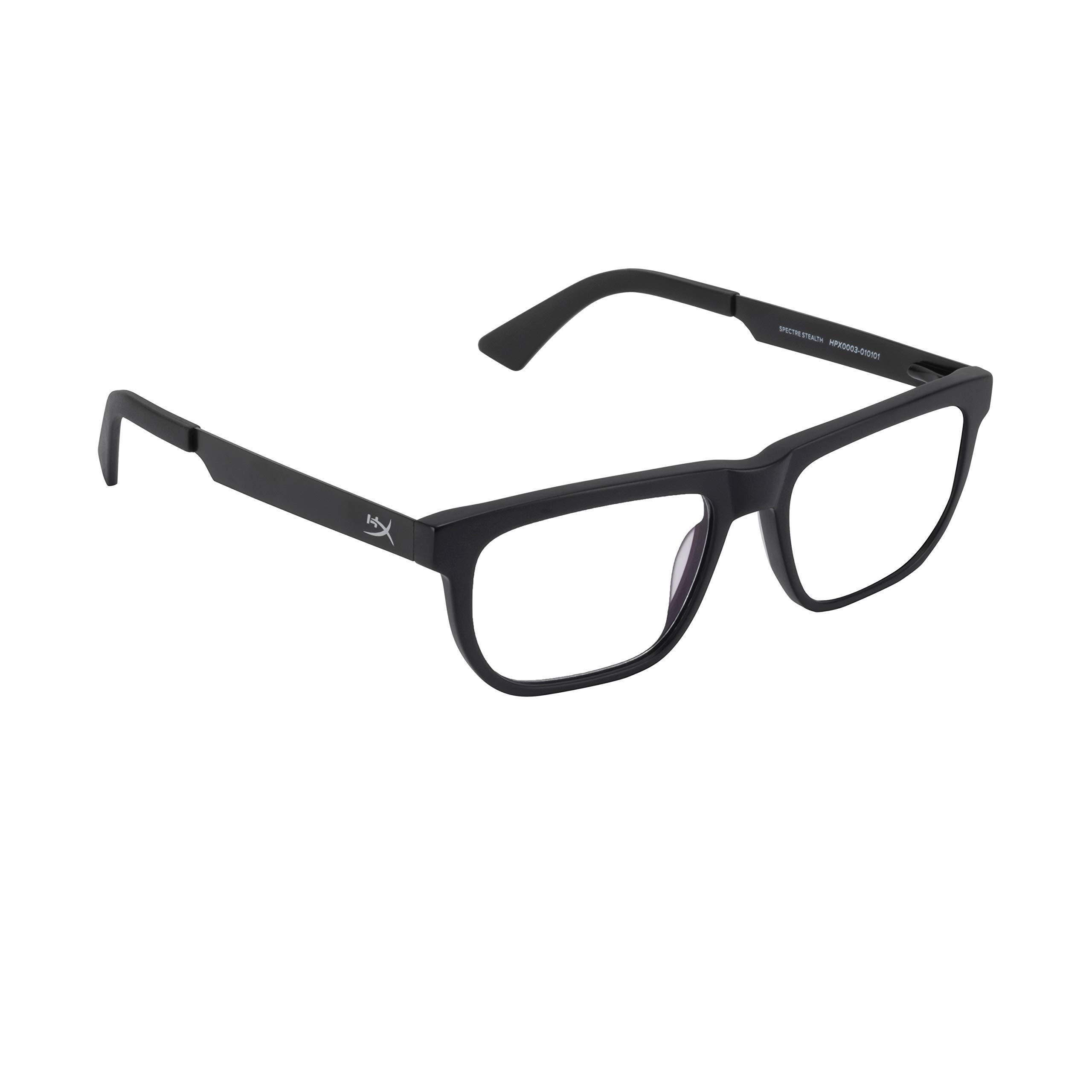 HyperX HyperX Spectre Stealth - Youth 10+ Gaming Eyewear, Blue Light Blocking Glasses, UV Protection, Acetate Frame, Stainless Steel Temples, Crystal Clear Lenses, Microfiber Bag, Hard Case – Square Black