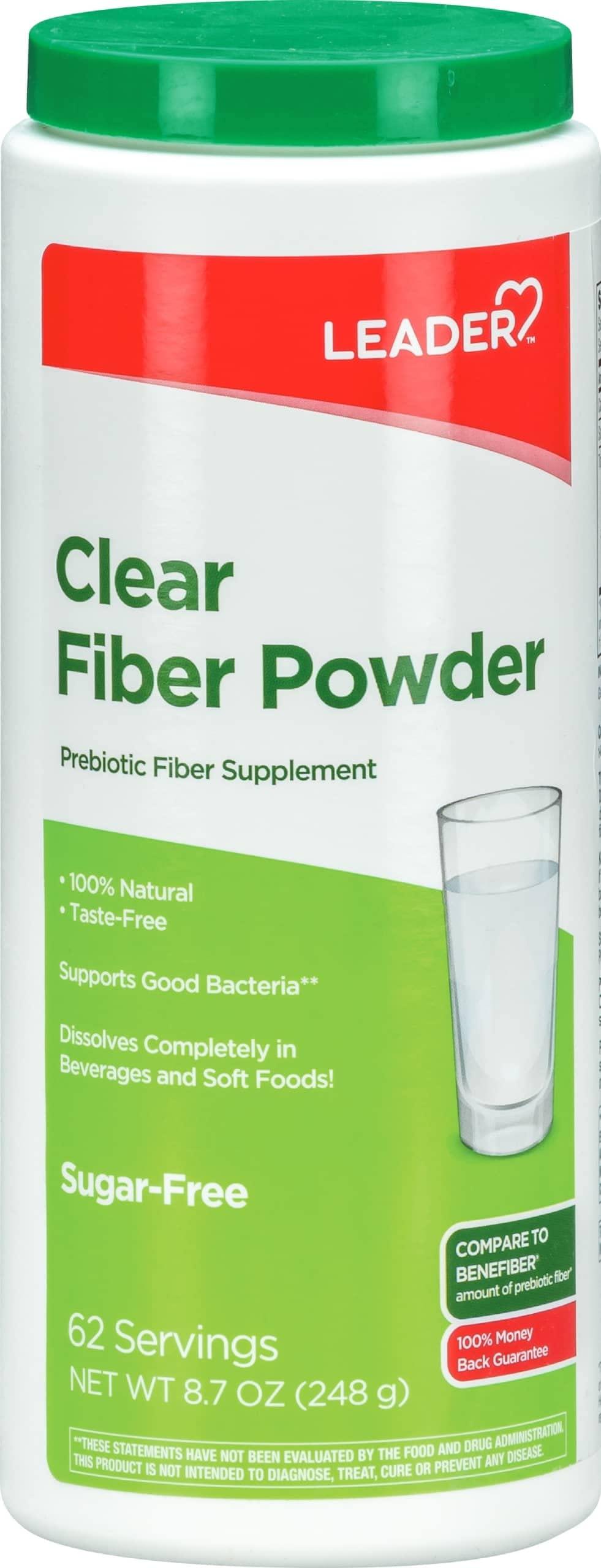 Leader Leader Prebiotic Fiber Supplement Powder for Digestive Health, 100% Natural Daily Fiber Powder, Sugar-Free, Taste-Free, Gluten Free, Non-GMO, Unflavored, 62 Servings (8.7 OZ) (Pack of 1)