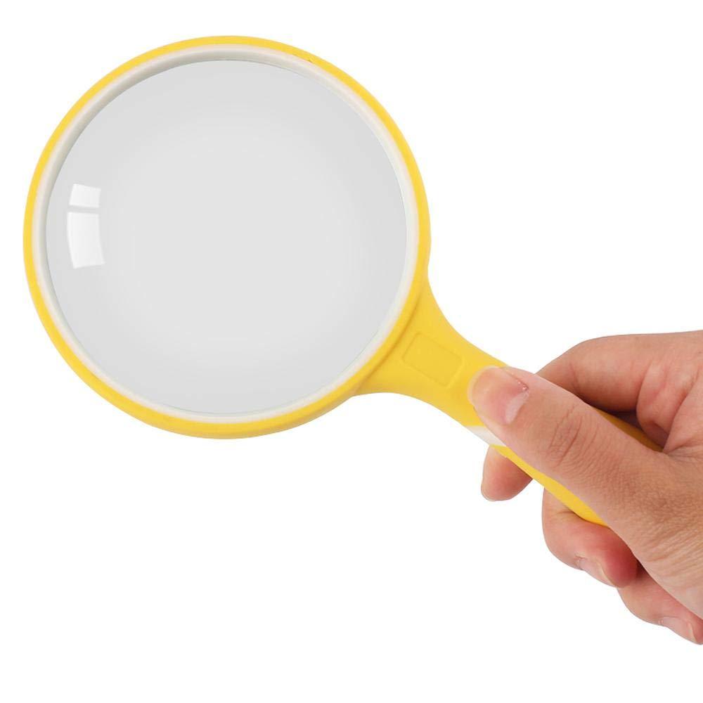 LUSTAR LUSTAR HD Magnifying Glass with Rubber Handle Portable Handheld Reading Magnifier for Elderly and Students Reading Yellow-90mm