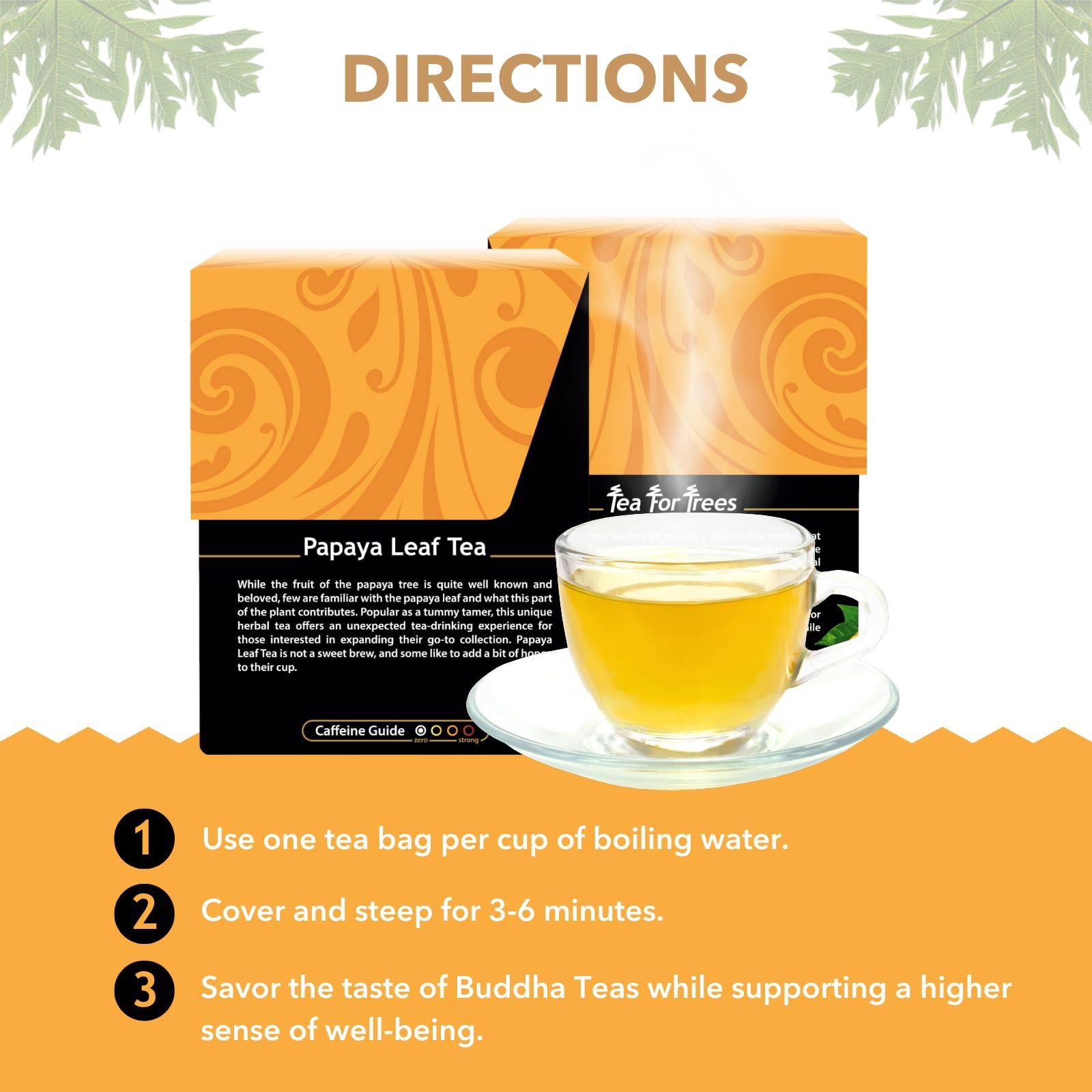 Buddha Teas Buddha Teas Organic Papaya Leaf Tea - OU Kosher, USDA Organic, CCOF Organic, 18 Bleach-Free Tea Bags