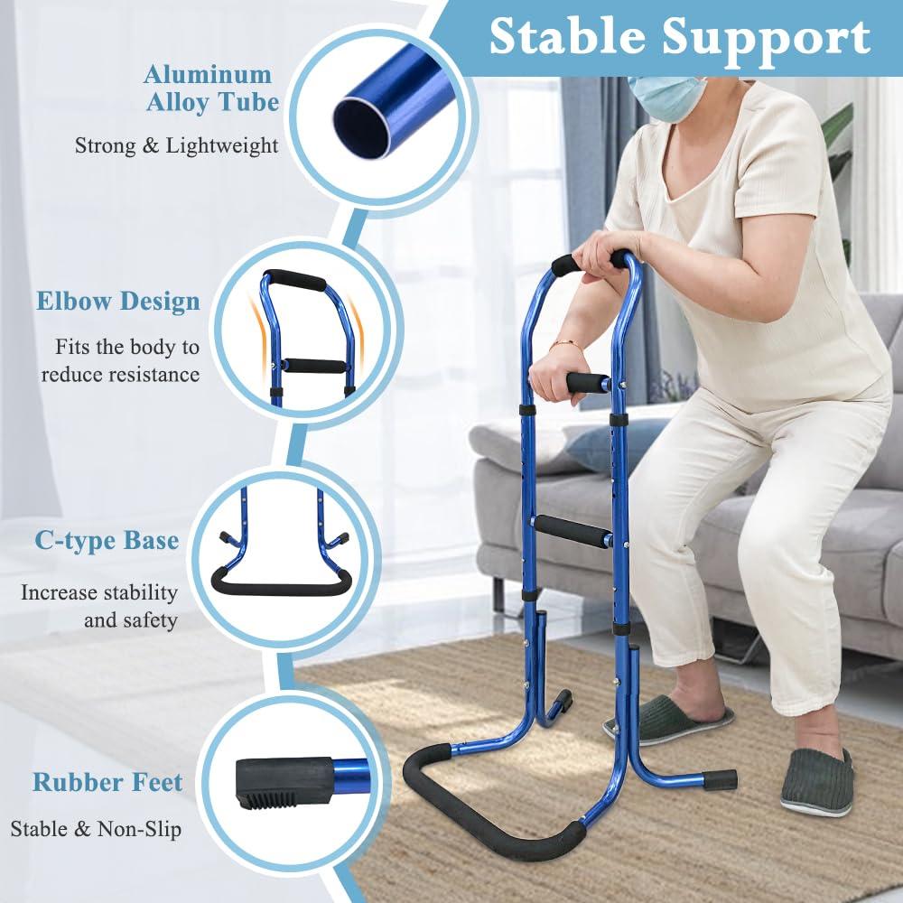 KAVIL Stand Assist Aid For Elderly Chair Lift Devices For Seniors Standing Supports Couch Rails Sit To Stand Lift Adults Walking Assistance Portable Patient Mobility Aids For Sofa, Recliner Chair (Blue)