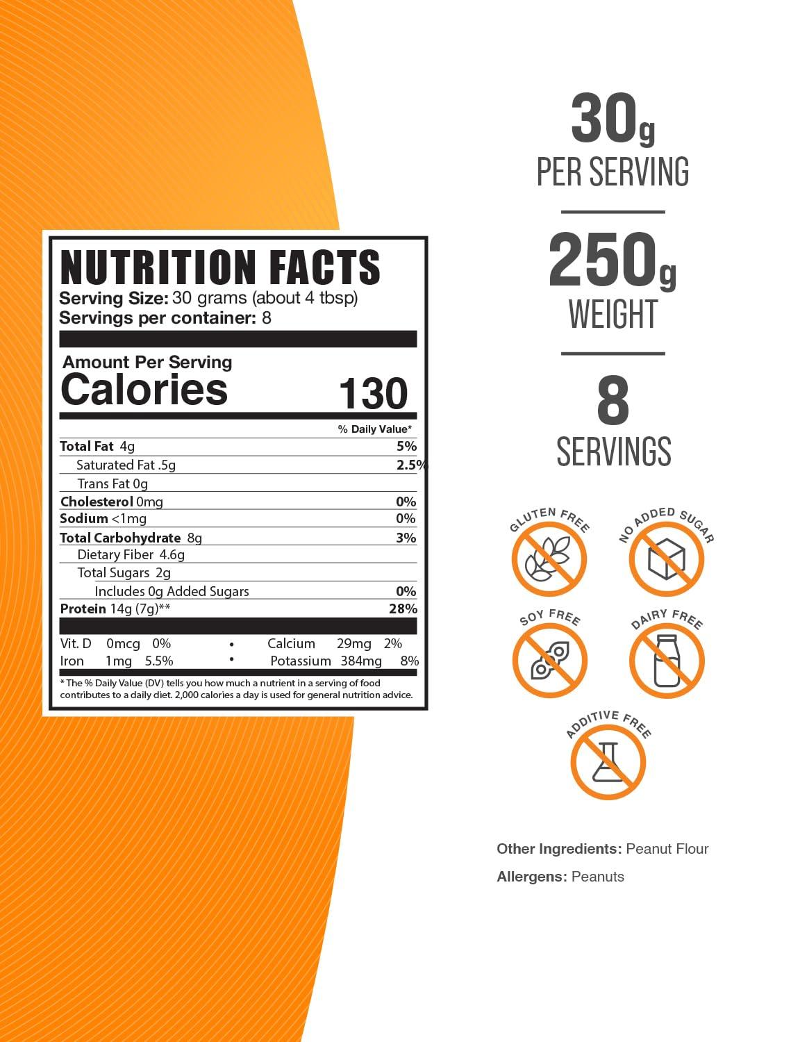 BULKSUPPLEMENTS.COM BulkSupplements.com Peanut Flour Protein Powder - Deffated Peanut Flour, Peanut Protein Powder - Peanut Protein Flour, Gluten Free, 30g per Serving, 250g (8.8 oz) (Pack of 1)