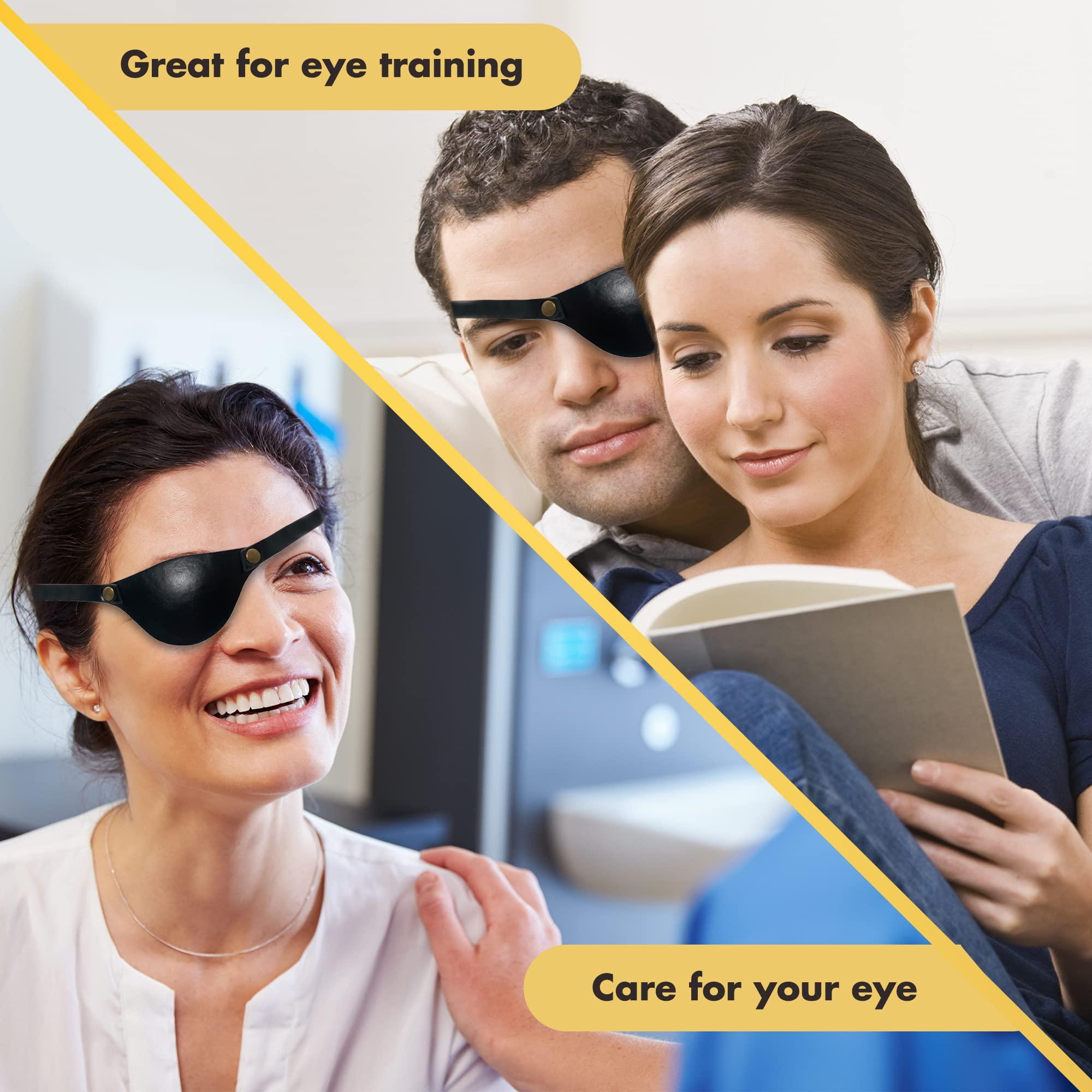 Extraordinary Commissary Extraordinary Commissary Black Leather Eye Patch for Adults - Adjustable Medical Eye Patches for Left and Right Eyes