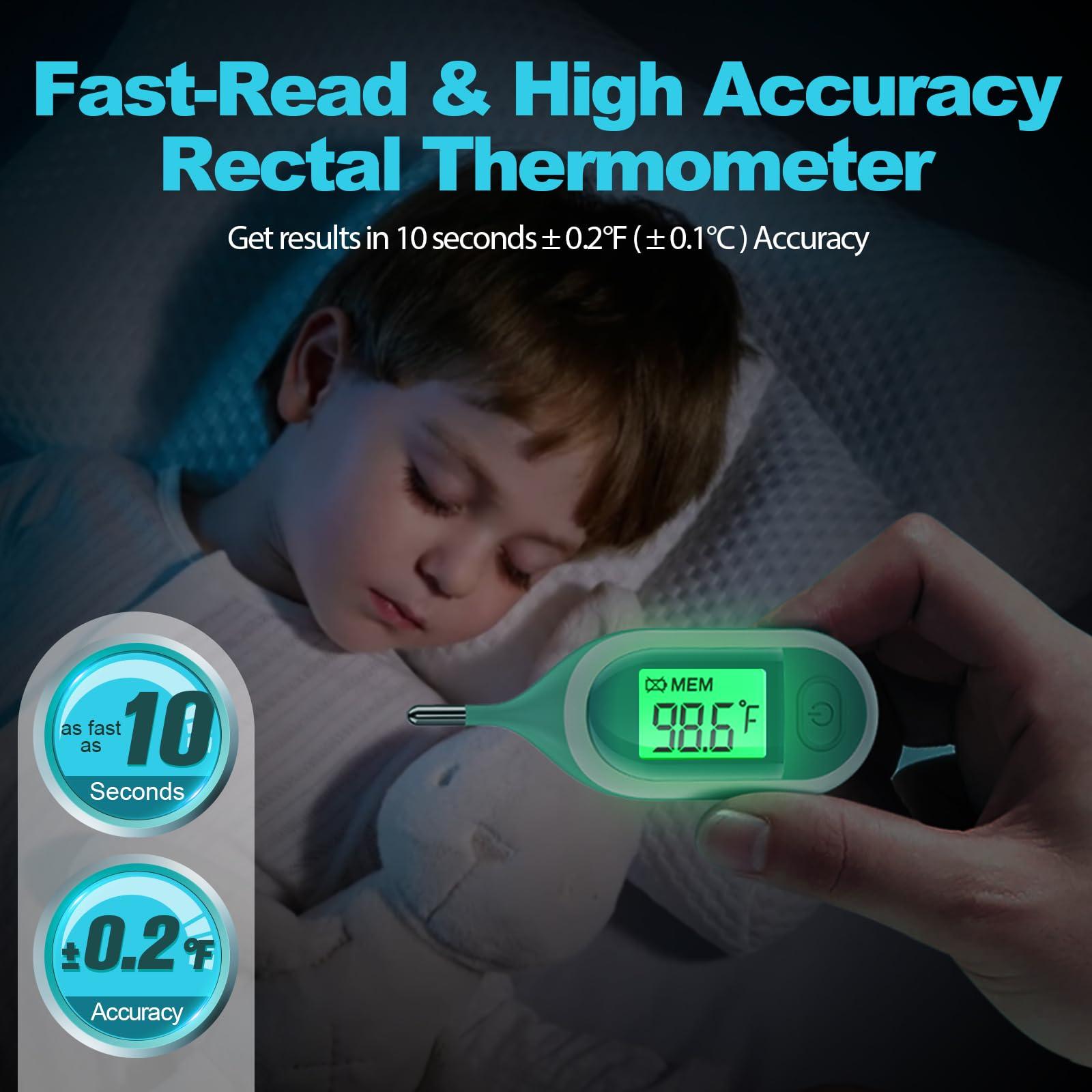 VESOGY Baby Thermometer for Digital Rectal - Fast Accurate Infant Thermometer with Fever Alarm, LCD Display and Memory Function