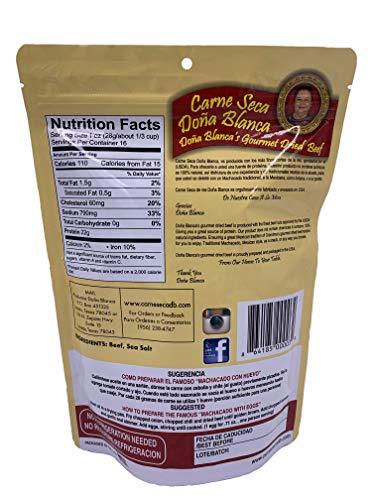 Productos Doña Blanca Carne Seca Doña Blanca 16 oz.- Carne Seca - Machacado - Machaca -Shredded Beef Jerky - Beef jerky chew - Kosher Sea Salt Low Sodium, Gluten Free, High Protein, No Carbs, Sugar free, Keto