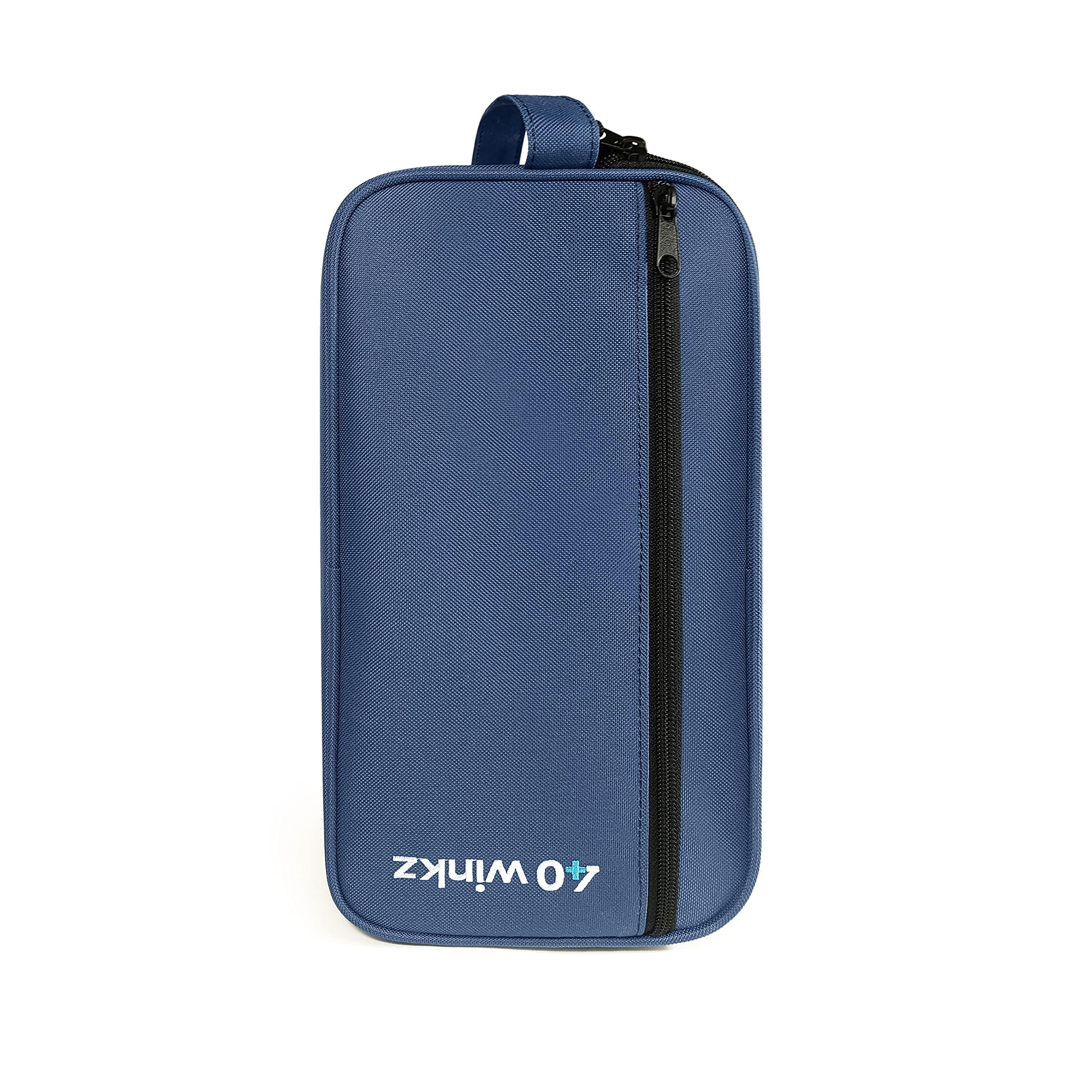 40Winkz 40Winkz Travel Carrying Bag compatible with ResMed AirMini, Portable CPAP Equipment Bag and Supplies Storage Bag with Shoulder Strap, Organizer Carrying Case with Luggage Strap (Navy)