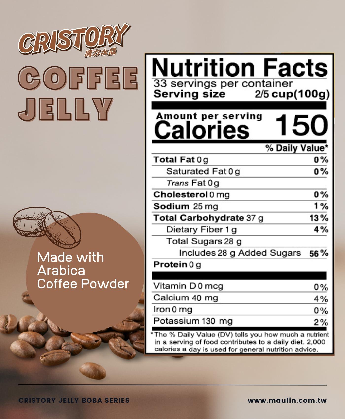 CRISTORY CRISTORY Coffee Jelly Jar (7.27 lbs), Authentic Arabica Coffee, Pre-Sweetened and Ready To Serve, 100% Gluten Free & Fat Free, Vegan Friendly, Bubble Tea, Toppings for Beverage & Desserts