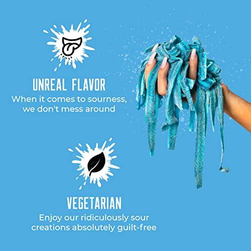 SOUR STRIPS Sour Strips Raspberry Flavored Sour Candy Strips, Deliciously Sour Chewy Candy Belts, Vegetarian Candies, 12 Strips per Pack, 2 Pack