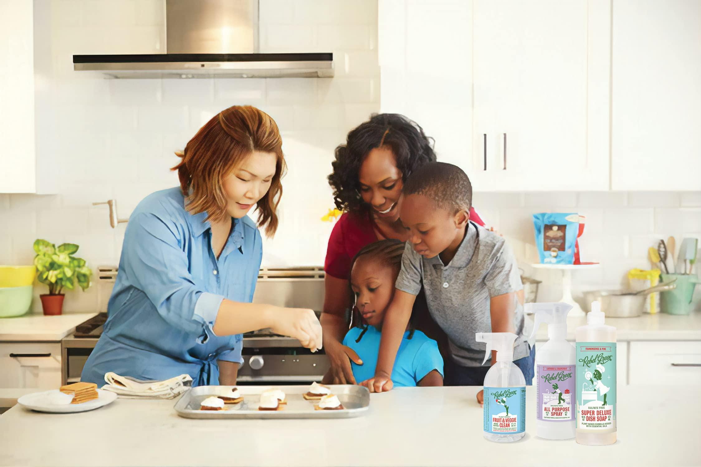 Rebel Green Rebel Green Super Deluxe Dish Soap - Natural Dishwashing Soap - Liquid Dish Detergent - Sustainable Dish Liquid Scented with Chai Tea - (16 oz Bottles, 4 Pack)