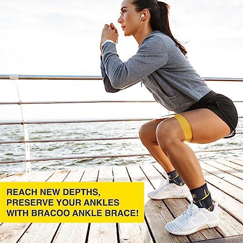 Bracoo Bracoo KS10 Adjustable Compression Knee Patellar Tendon Support Brace (Black) FS60 Ankle Airy Sleeve Brace, 1 Pair, Black (S/M)