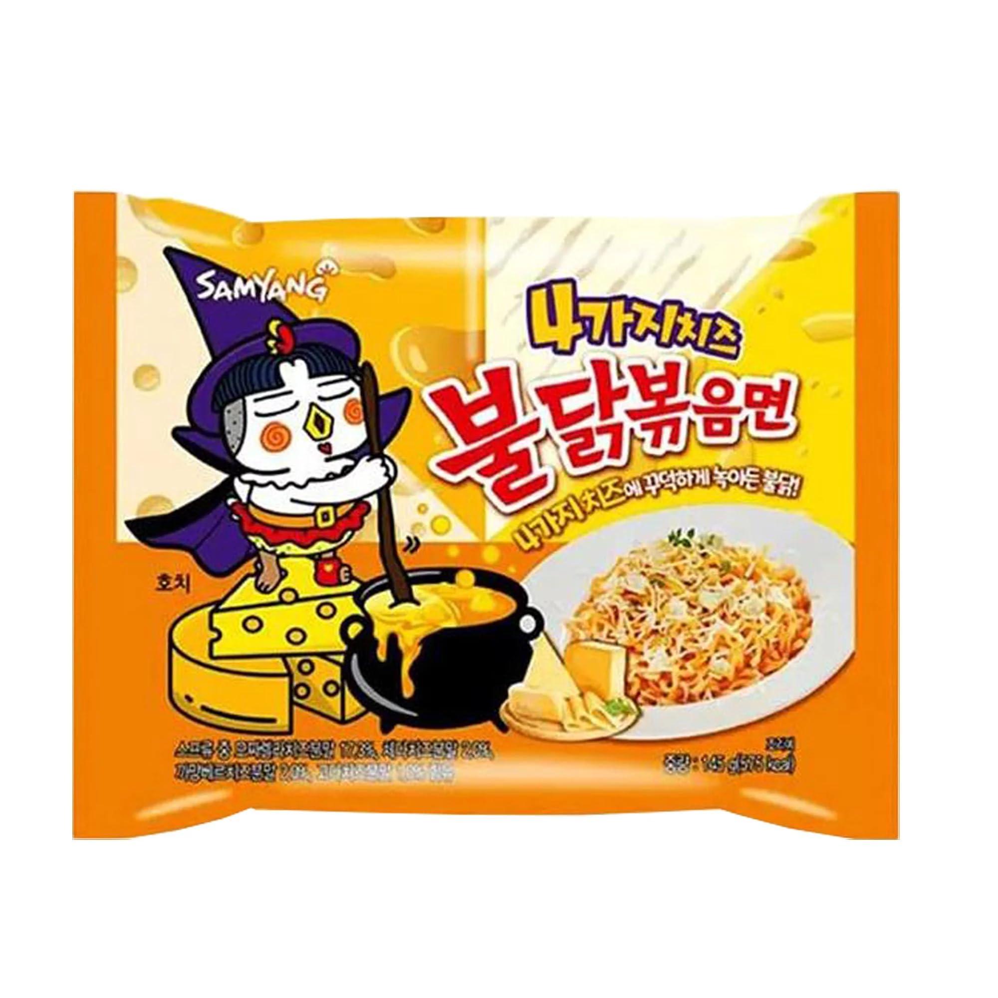 Samyang Samyang Buldak Spicy Ramen,Hot Chicken Ramen,Korean Stir-Fried Instant Noodle,Quattro Cheese Flavor,1 Bag with 5 Pack