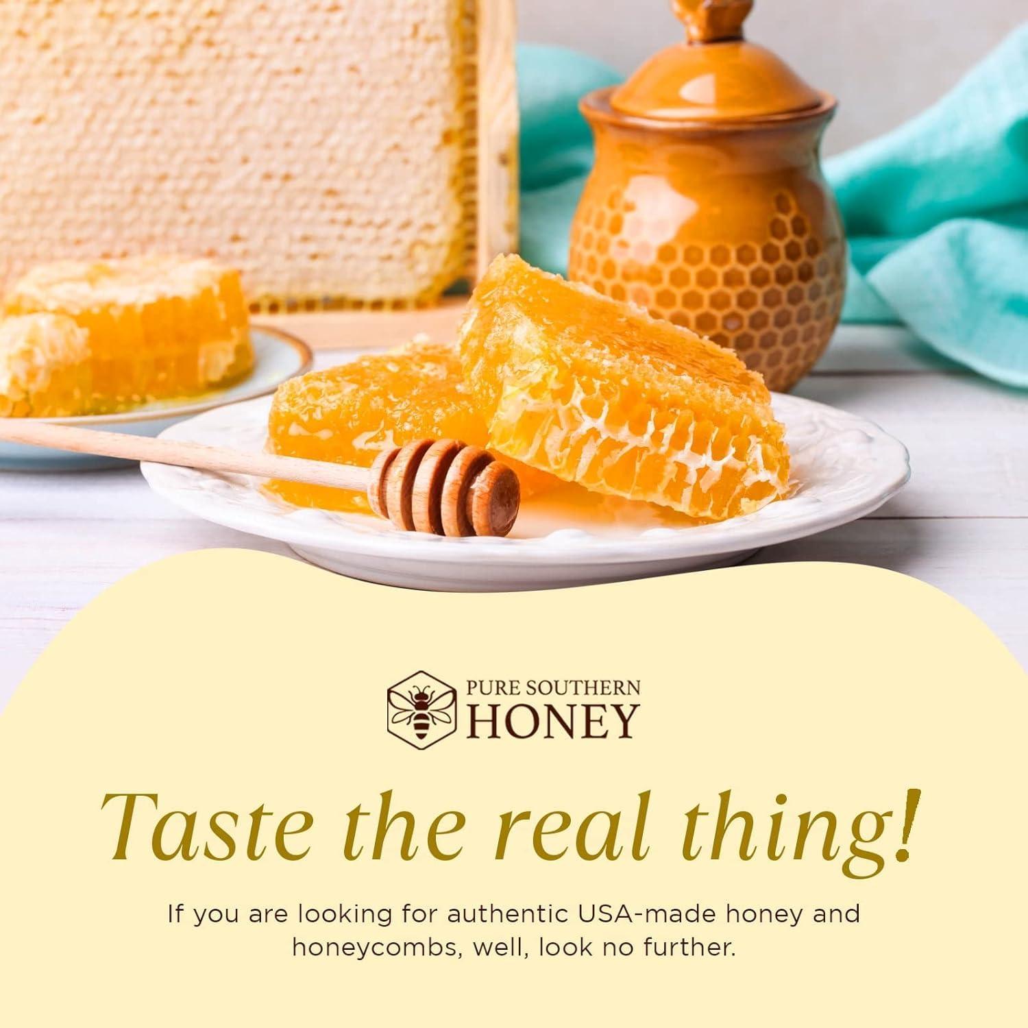 Pure Southern Honey Raw Edible Honeycomb Approx. 14 oz. - American Made by Pure Southern Honey