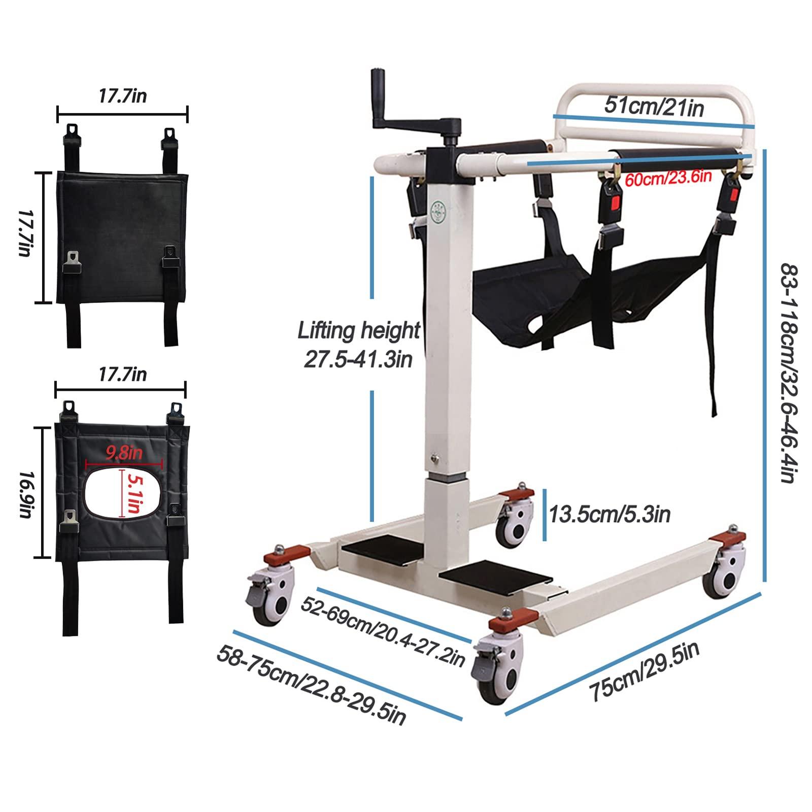 BNDDUP Patient Transfer Chair, Portable Patient Lift Wheelchair for Home, Bathroom Shower Chair Patient Transfer Aid with 2 Seat Cushions,for Elderly Handicapped, 275 lbs