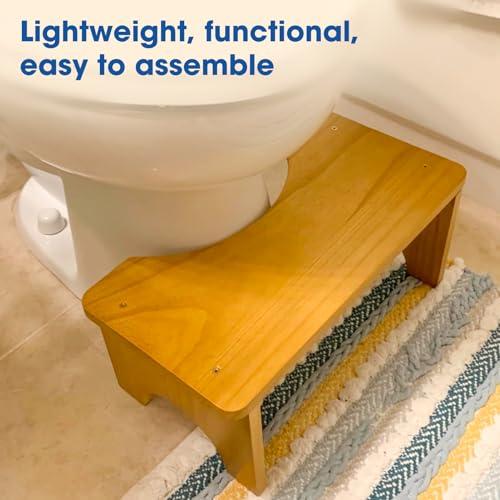 AZEN AZEN Toilet Stool Squat Adult, Wood Poop Stool for Bathroom Adults, Portable Toilet Potty Stool for Adults, 7 Inch Height