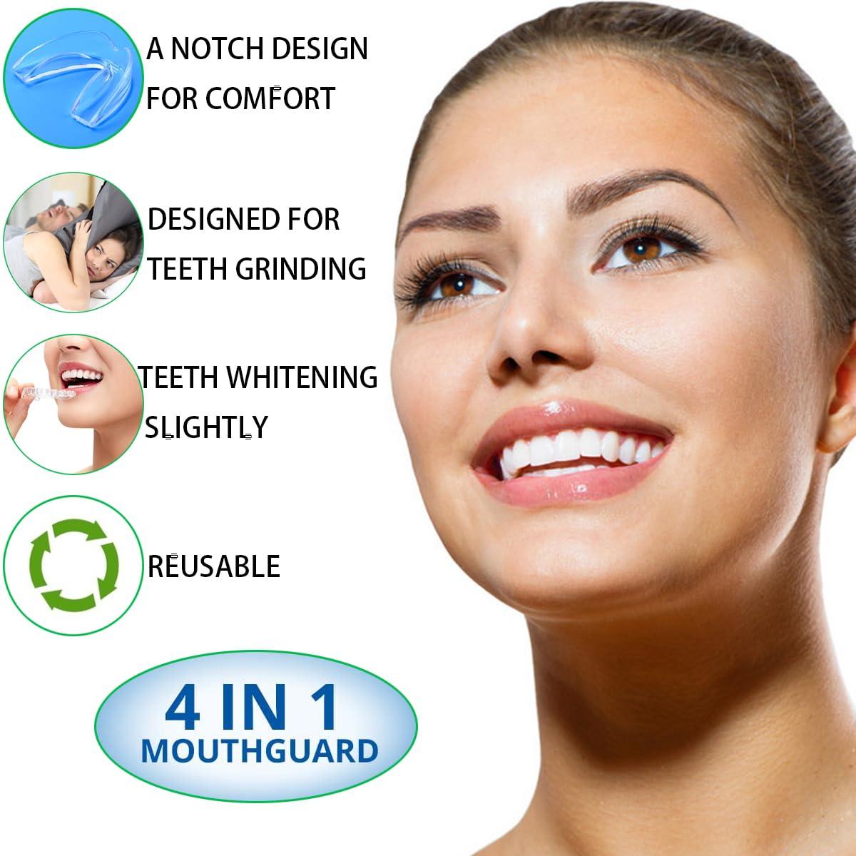 SAMOKA SAMOKA Mouth Guard for Clenching Teeth at Night,4 PCS Custom Moldable Dental Night Guard,Professional Mouth Guard for Grinding Teeth Stops Bruxism(One Size)