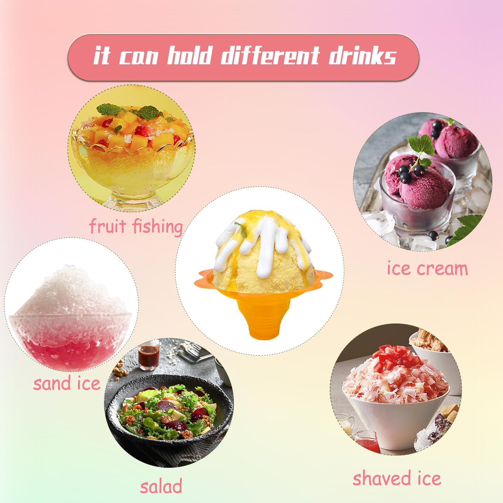 Szsrcywd Szsrcywd 200Pcs 4oz Colorful Snow Cone Cups with Spoon Straws,Flower Shaped Ice Cream Snacks Cup Reusable Plastic Bowls Easy Grip for Kids Birthday Summer Holiday Party