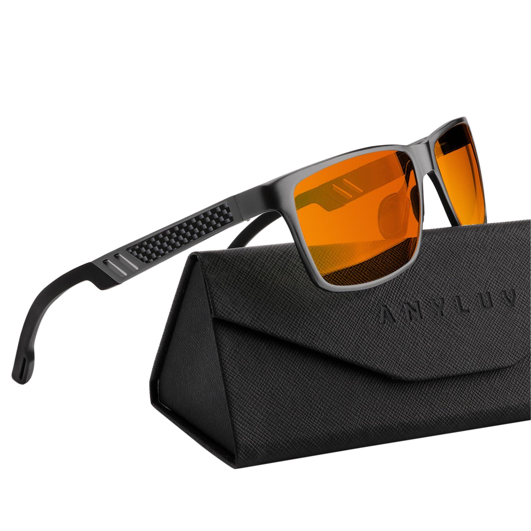 ANYLUV ANYLUV Gaming Glasses for Men Anti Blue Light Computer Glasses Rectangle Al-Mg Metal UV400 Mens Blue Light Filter Eyeglasses