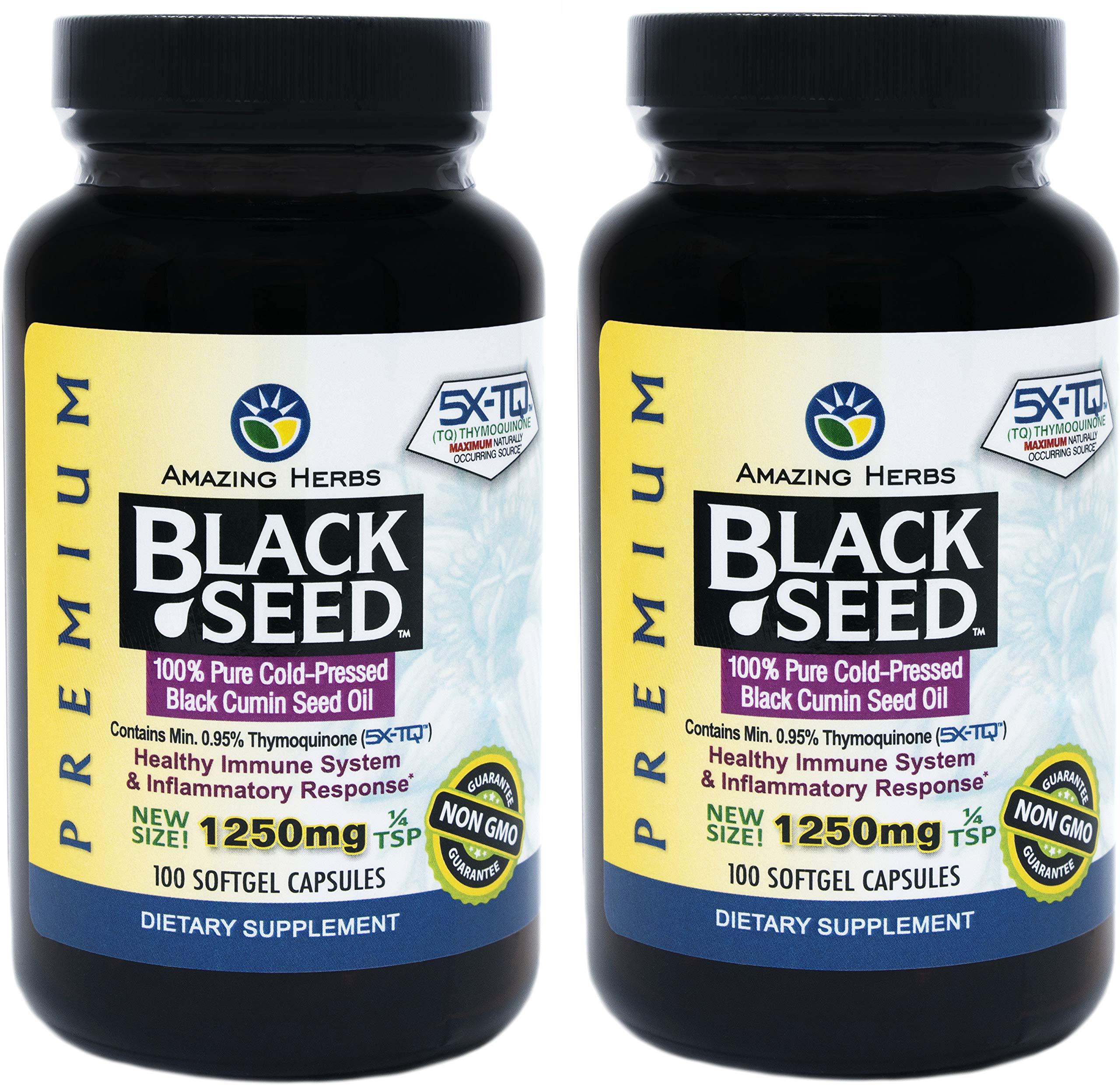 Amazing Herbs Amazing Herbs Black Seed Oil Pills 1250mg, 100 Softgel Capsules (Pack of 2)