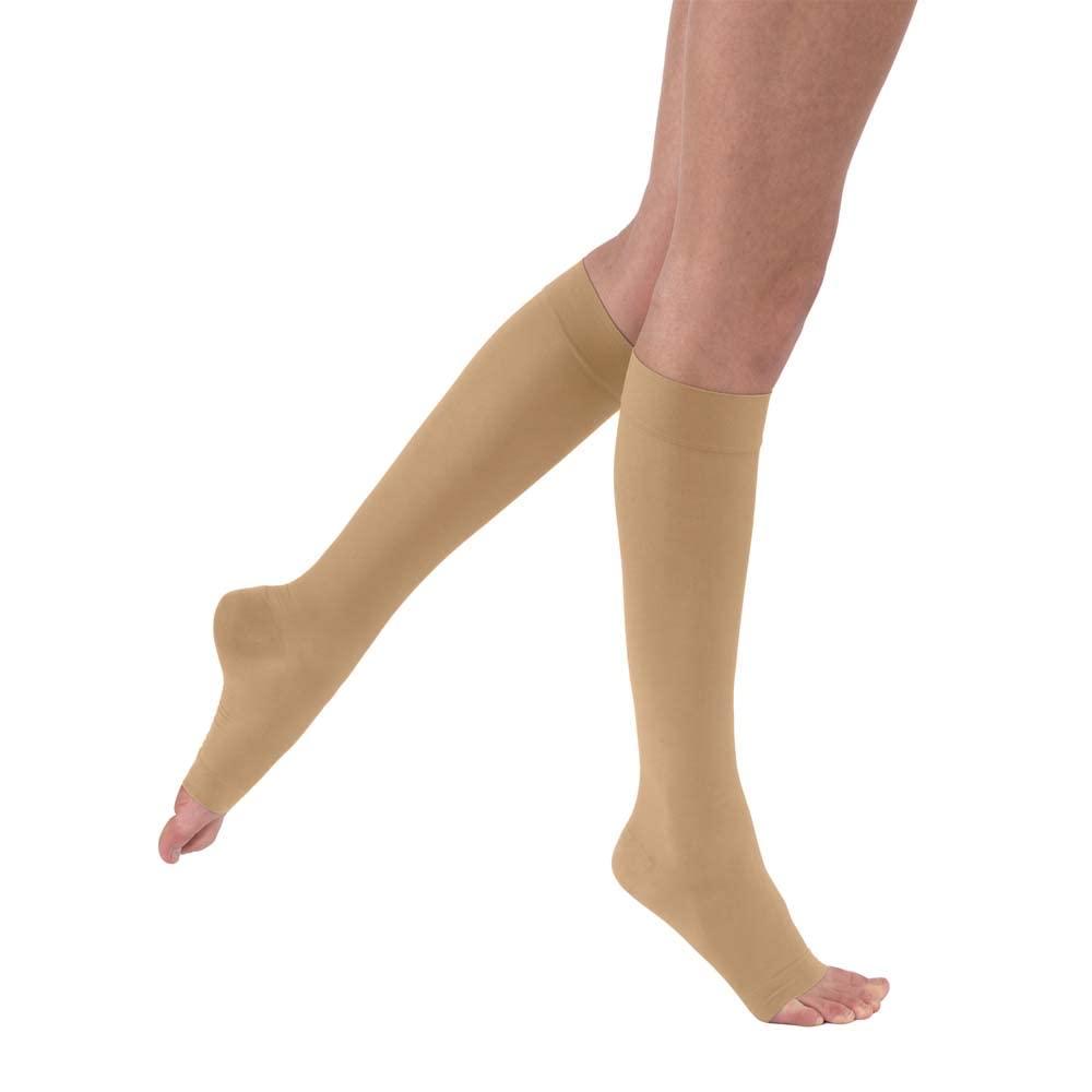 JOBST JOBST UltraSheer Compression Stockings, 20-30 mmHg, Knee High, Open Toe, Honey, Large Full Calf