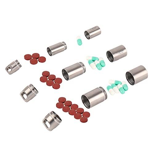 DXDUS Keychain Pill Holder Titanium Waterproof, Portable Pill Container Outdoor EDC Pill Case, Metal Travel Pill Box Medicine Storage, Discreet Pill Carrier with 2 Compartment, BPA Free