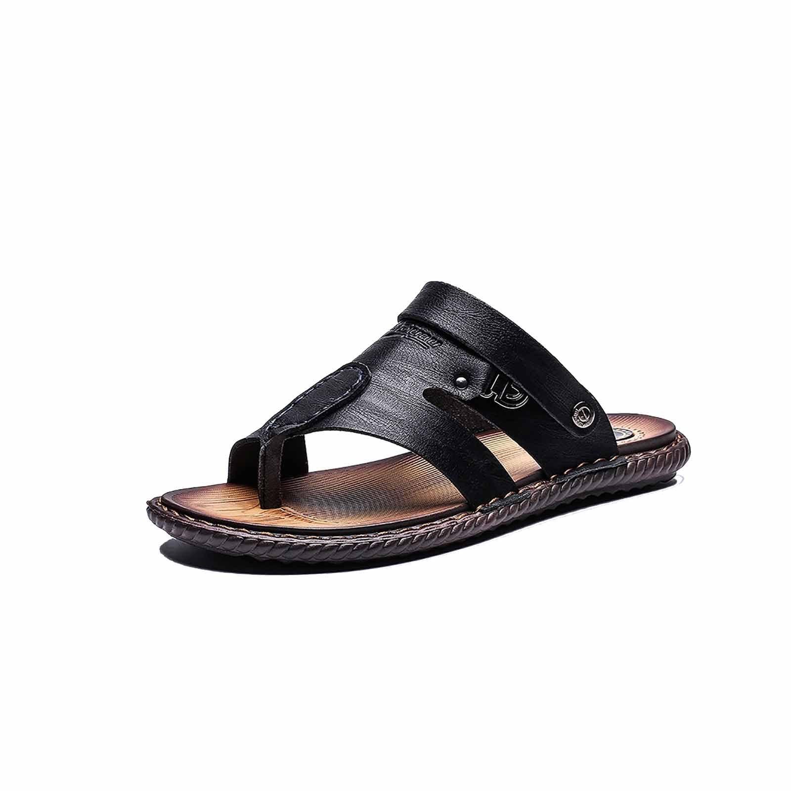 CLSQLXYJZC Men\'s Bunion Correction Sandals, Summer Comfy Flat Clip Toe Bunion Corrector Beach Walking Shoes, for Orthopedic Large Toe Bone Correction Sandals (Color : Black, Foot length : 25.5cm)