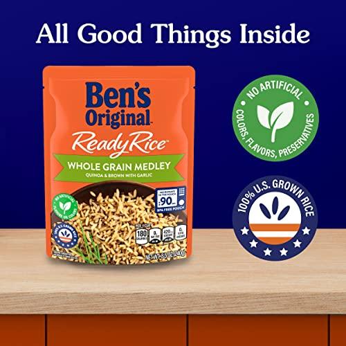 BEN'S ORIGINAL BEN'S ORIGINAL Ready Rice Whole Grain Medley Quinoa and Brown Flavored Rice, Easy Dinner Side, 8.5 OZ Pouch (Pack of 12)