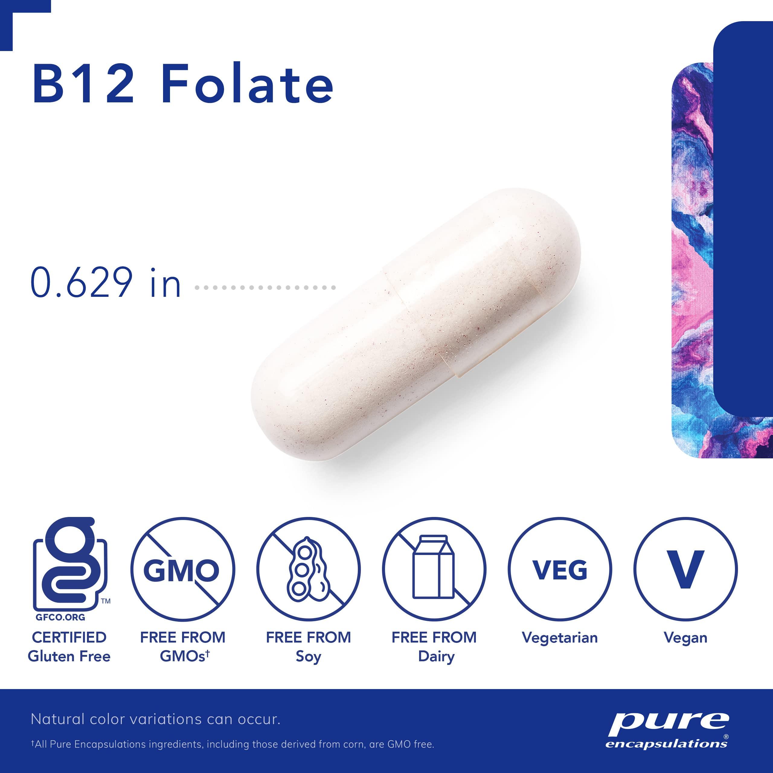 Pure Encapsulations Pure Encapsulations B12 Folate - Energy Supplement to Support Nerves, Energy Metabolism & Cognitive Support* - with Vitamin B Folate as Metafolin - 60 Capsules