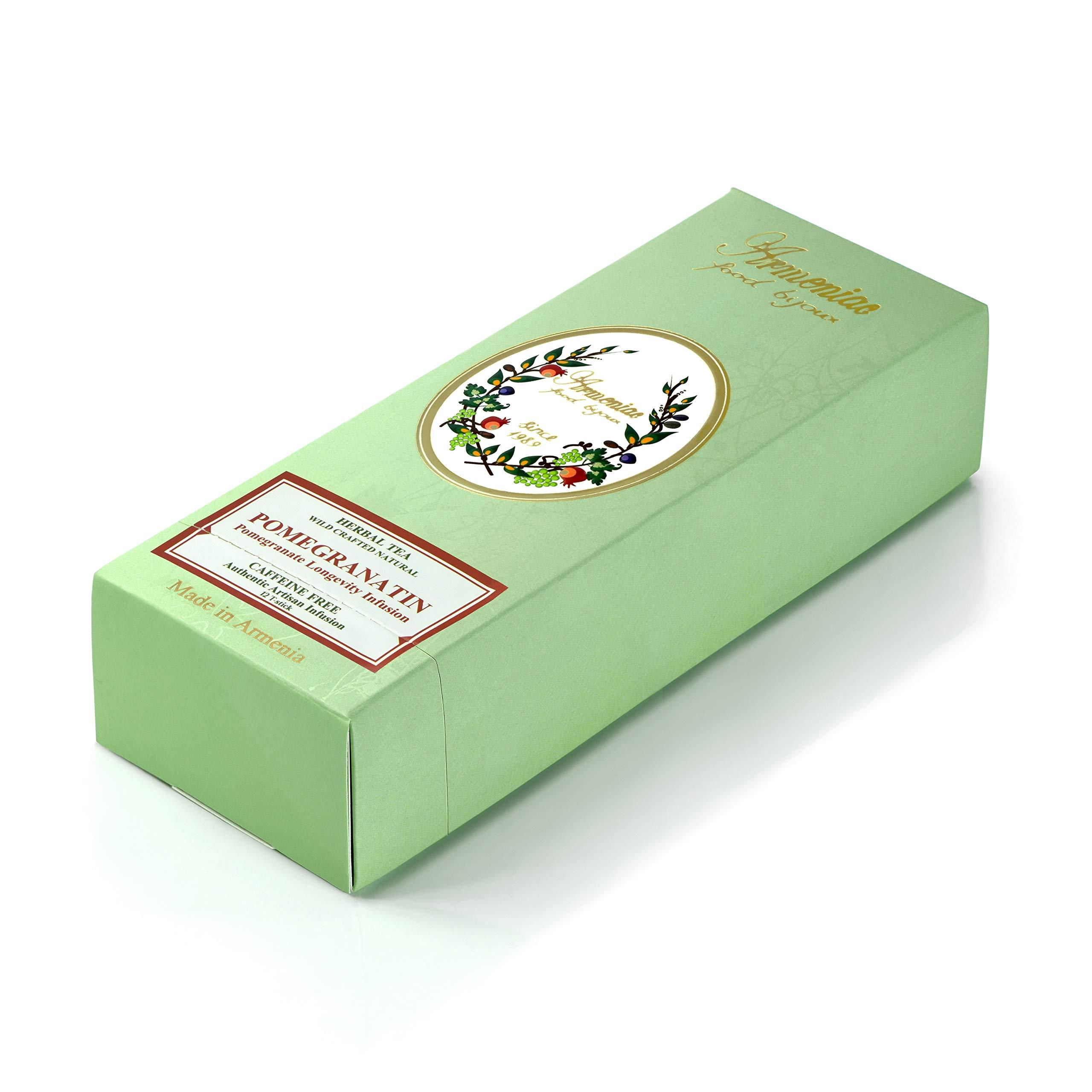 Armeniac Armeniac Pomegranatin 100% Natural Wild Crafted Loose Leaf Herbal Tea in a T-Stick | Premium Wellness Artisan 12 Single Serve Steeps T-Sticks
