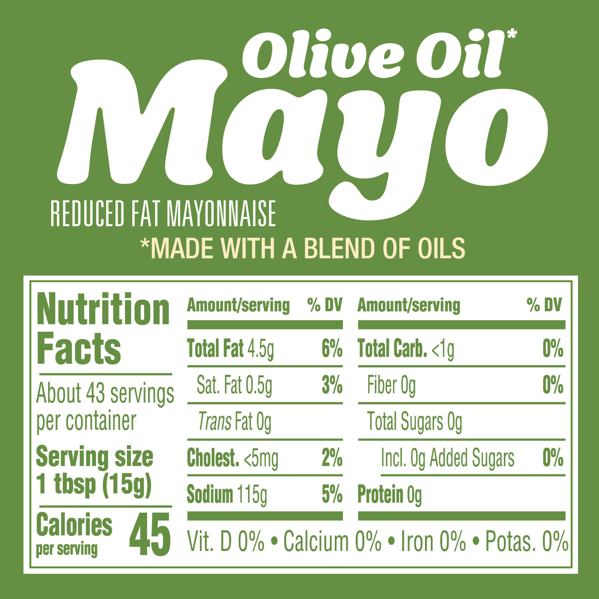 Kraft Kraft Mayo with Olive Oil Reduced Fat Mayonnaise, 22 fl oz Bottle