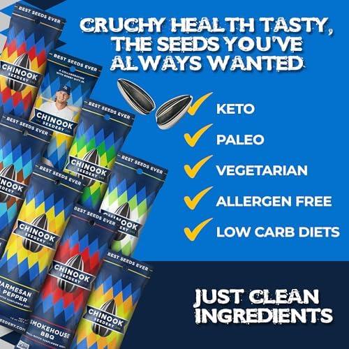 Chinook Seedery Chinook Seedery Roasted Sunflower Seeds to Eat - 1.5 oz (Pack of 36) Variety Packs - Jumbo Low Sodium Sunflower Seeds Keto Snacks - Adventure, Baseball, School Snacks - Gluten Free, Non GMO Snacks